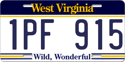 WV license plate 1PF915