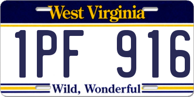 WV license plate 1PF916