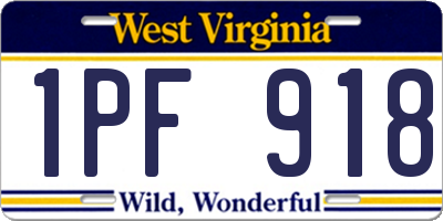 WV license plate 1PF918