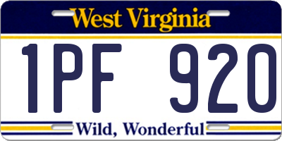 WV license plate 1PF920