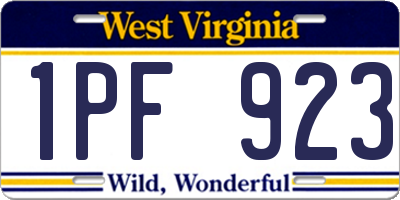 WV license plate 1PF923