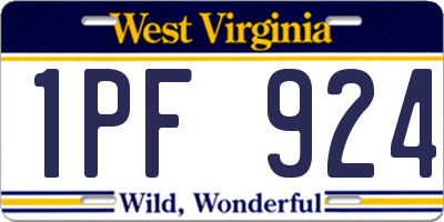 WV license plate 1PF924
