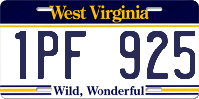 WV license plate 1PF925