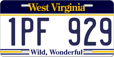 WV license plate 1PF929