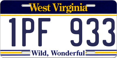WV license plate 1PF933