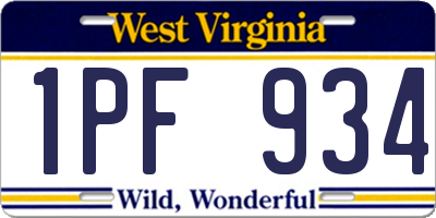 WV license plate 1PF934
