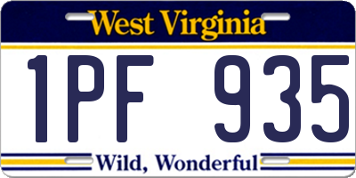 WV license plate 1PF935