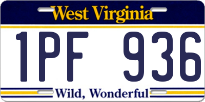 WV license plate 1PF936
