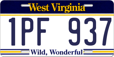 WV license plate 1PF937