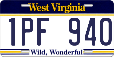 WV license plate 1PF940