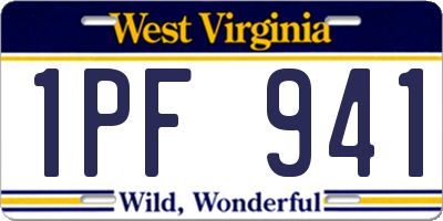 WV license plate 1PF941
