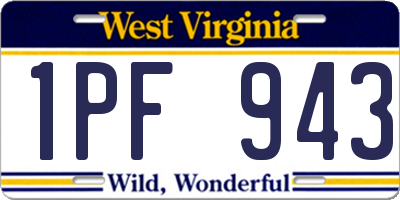 WV license plate 1PF943