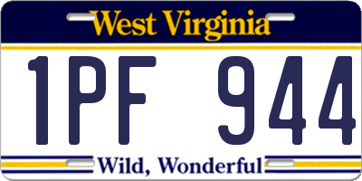WV license plate 1PF944