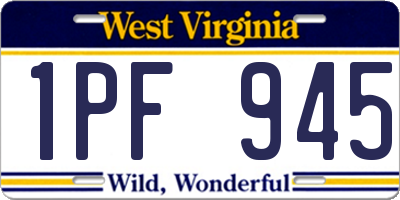 WV license plate 1PF945