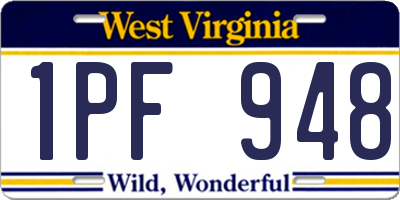 WV license plate 1PF948