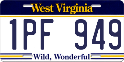 WV license plate 1PF949