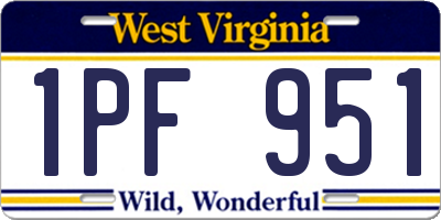 WV license plate 1PF951