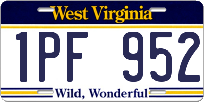 WV license plate 1PF952