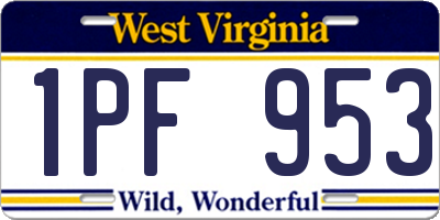 WV license plate 1PF953