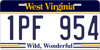 WV license plate 1PF954