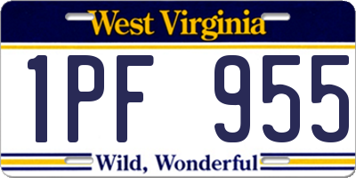 WV license plate 1PF955