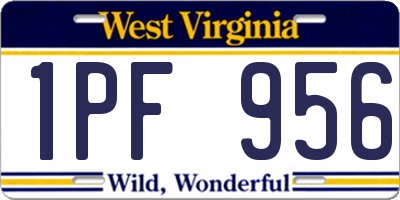 WV license plate 1PF956
