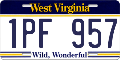 WV license plate 1PF957