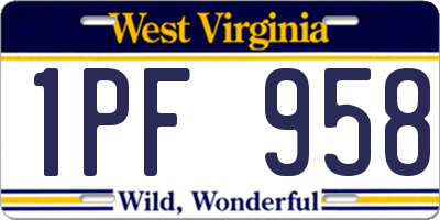 WV license plate 1PF958