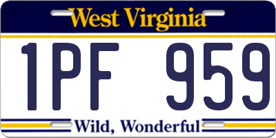 WV license plate 1PF959