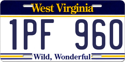 WV license plate 1PF960