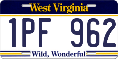 WV license plate 1PF962