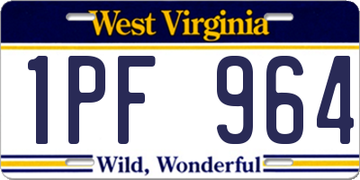 WV license plate 1PF964
