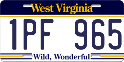 WV license plate 1PF965