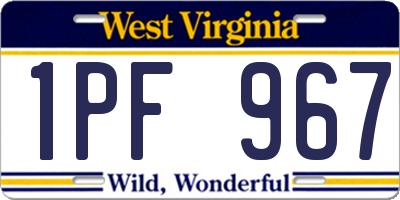 WV license plate 1PF967
