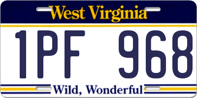 WV license plate 1PF968