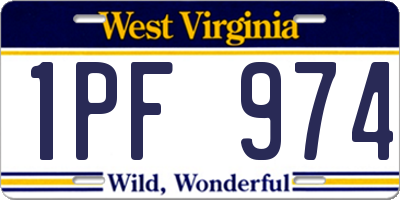 WV license plate 1PF974