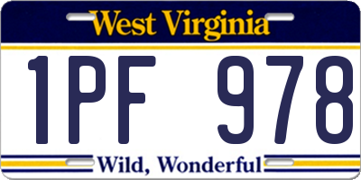 WV license plate 1PF978