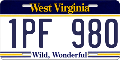 WV license plate 1PF980