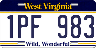 WV license plate 1PF983