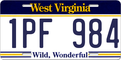 WV license plate 1PF984
