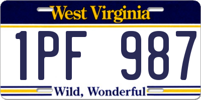 WV license plate 1PF987