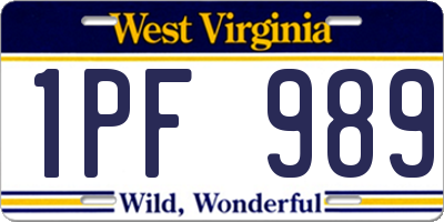 WV license plate 1PF989