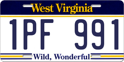 WV license plate 1PF991