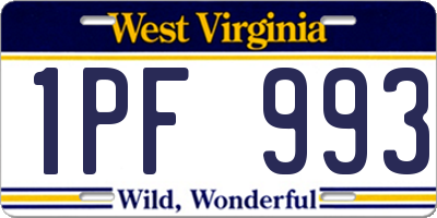 WV license plate 1PF993