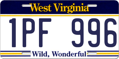 WV license plate 1PF996