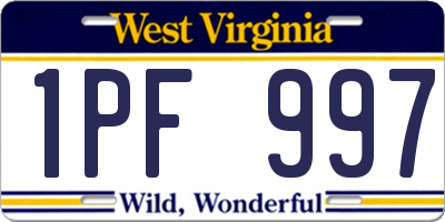WV license plate 1PF997