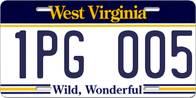 WV license plate 1PG005
