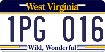 WV license plate 1PG016