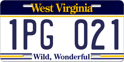 WV license plate 1PG021