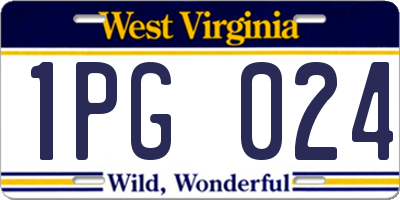 WV license plate 1PG024